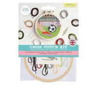 Simply MAKE Cross Stitch Kit Football Game Design, Kids & Adults, Hoop, Embroidery Thread, Adult Crafts, Beginners Craft Kit