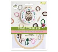 Simply Make Cross Stitch Kit - Hedgehog Design for Kids and Adults, Including Hoop, Embroidery Thread, Fabric and Needle - Perfect for Adult Crafts and Beginners - Starter Cross Stitch Craft Kit
