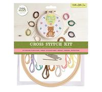 Simply Make Cross Stitch Kit - Hello Little One Design for Kids and Adults, Including Hoop, Embroidery Thread, Fabric and Needle - Perfect for Adult Crafts and Beginners Starter Cross Stitch Craft Kit