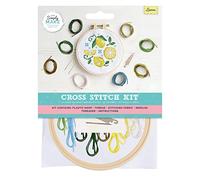 Simply Make Cross Stitch Kit - Lemons Design for Kids and Adults, Including Hoop, Embroidery Thread, Fabric and Needle - Perfect for Adult Crafts and Beginners - Starter Cross Stitch Craft Kit