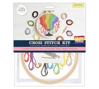 Simply MAKE Cross Stitch Kit Love Pride Design, Kids & Adults, Hoop, Embroidery Thread, Adult Crafts, Beginners, Craft Kit