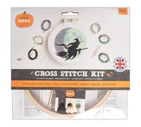 Simply MAKE Cross Stitch Kit Moon Design, Halloween, Hoop, Embroidery Thread, Fabric & Needle, for Beginners, Starter Cross Stitch Craft Kit, Great Gifts, Craft Hobbyists, Halloween Home Décor