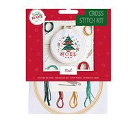 Simply Make Cross Stitch Kit - Noel Design for Kids and Adults, Including Hoop, Embroidery Thread, Fabric and Needle - Perfect for Adult Crafts and Beginners - Starter Cross Stitch Craft Kit