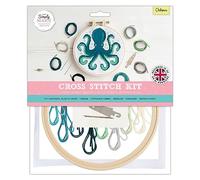 Simply Make Cross Stitch Kit - Octopus Design for Kids and Adults, Including Hoop, Embroidery Thread, Fabric and Needle - Perfect for Adult Crafts and Beginners - Starter Cross Stitch Craft Kit