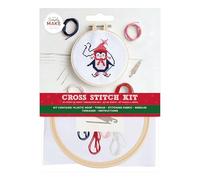 Simply Make Cross Stitch Kit - Penguin Design for Kids and Adults, Including Hoop, Embroidery Thread, Fabric and Needle - Perfect for Adult Crafts and Beginners - Starter Cross Stitch Craft Kit