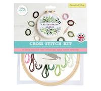 Simply Make Cross Stitch Kit Personalised Foliage, Multicoloured, Single Craft Kit, Cross Stitch Kits for Adults, Sewing Kit and Embroidery Kit for Home Crafts, Embroidery Threads Included
