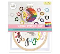 Simply MAKE Cross Stitch Kit Pride Flag Design, Kids & Adults, Hoop, Embroidery Thread, Adult Crafts, Beginners, Craft Kit