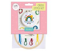 Simply Make Cross Stitch Kit - Rainbow Design for Kids and Adults, Including Hoop, Embroidery Thread, Fabric and Needle - Perfect for Adult Crafts and Beginners - Starter Cross Stitch Craft Kit