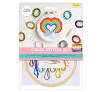 Simply MAKE Cross Stitch Kit Rainbow Design, Kids & Adults, Hoop, Embroidery Thread, Adult Crafts, Beginners, Craft Kit