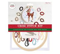 Simply Make Cross Stitch Kit - Retro Deer Design for Kids and Adults, Including Hoop, Embroidery Thread, Fabric and Needle - Perfect for Adult Crafts and Beginners - Starter Cross Stitch Craft Kit