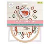 Simply Make Cross Stitch Kit - Sleeping Fox Design for Kids and Adults, Including Hoop, Embroidery Thread, Fabric and Needle - Perfect for Adult Crafts and Beginners - Starter Cross Stitch Craft Kit