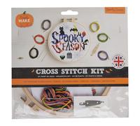 Simply Make Cross Stitch Kit - Spooky Season Design for Kids and Adults, Including Hoop, Embroidery Thread, Fabric and Needle - Perfect for Adult Crafts and Beginners - Starter Cross Stitch Craft Kit