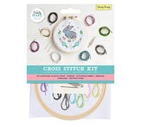 Simply Make Cross Stitch Kit - Spring Bunny Design for Kids and Adults, Including Hoop, Embroidery Thread, Fabric and Needle - Perfect for Adult Crafts and Beginners - Starter Cross Stitch Craft Kit
