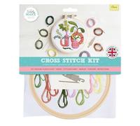 Simply Make Cross Stitch Kit, Vases, Multicoloured, Single Craft Kit, Cross Stitch Kits for Adults, Sewing Kit and Embroidery Kit for Home Crafts, Embroidery Threads Included