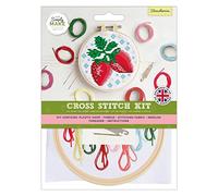 Simply Make docrafts Cross Stitch Hoop Embroidery Kit, Strawberries, DIY Make Your Own Craft Set, for Adults, Older Children, Kids, Beginners, Experienced Crafters, Perfect Hobby