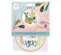 Simply Make Embroidery By Numbers Kit, Cacti, Multicoloured, Single Craft Kit, Stitch and Sewing Kit that Includes Embroidery Threads, Craft Kits for Adults UK, Embroidery Kit with Embroidery Hoop