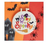 Simply MAKE Embroidery by Numbers Kit, Stay Spooky Halloween Craft Kit, Stitch and Sewing Kit, Includes Embroidery Threads, Craft Kits for Adults, Embroidery Kit with Embroidery Hoop