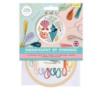 Simply Make Embroidery by Numbers, Seashells, Multicoloured, Single Craft Kit, Stitch and Sewing Kit That Includes Embroidery Threads, Craft Kits for Adults UK, Embroidery Kit with Embroidery Hoop