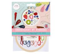 Simply Make Embroidery by Numbers Summer Fruits, Multicoloured, Single Craft Kit, Stitch and Sewing Kit with Embroidery Threads, Craft Kits for Adults UK, Embroidery Kit with Embroidery Hoop