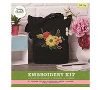 Simply Make Embroidery Tote Bag Craft Kit - Black, Ideal Craft Accessories For Adults And Teenagers, Makes A Perfect Present, Hand Sewing Stitch Craft With Needle And Threads