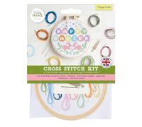 Simply MAKE Happy Easter Multicoloured Cross Stitch Kit, Single Craft Kit, Embroidery Kit for Home Crafts, All Ages, Unisex, Small, Traditional, Non-Foldable