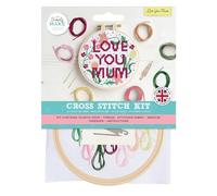 Simply MAKE Love You Mum Multicoloured Cross Stitch Kit, Single Craft Kit, Embroidery Kit for Home Crafts, Adults, Not Foldable