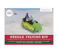 Simply Make Needle Felting Kit, Bobsled Penguins, Needle Felting Kit with Felting Needles and Felting Wool, Ideal Needle Felting Kits for Beginners, Fun DIY Craft Kit