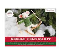 Simply Make Needle Felting Kit, Skiing Mouse, Multicoloured, Single Craft Kit, Needle Felting Kit with Felting Needles and Felting Wool, Ideal Needle Felting Kits for Beginners, Fun DIY Craft Kit