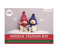 Simply Make Needle Felting Kit - Snow Friends (2pk) Design for Kids and Adults, Including Wool, Needles, and All Tools, Perfect for Adult Crafts and Beginners - Needle Felting Art & Craft Kit
