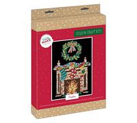 Simply MAKE Sequin Craft Kit - Christmas Fireplace Design for Kids and Adults, Vibrant Sequins for Mosaic Crafts, Pin Art Sequins for Crafting, Perfect for Adult Crafts - Sequin Art & Craft Kit
