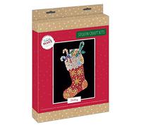 Simply Make Sequin Craft Kit - Christmas Stocking Design for Kids and Adults, Vibrant Sequins for Mosaic Crafts, Pin Art Sequins for Crafting, Perfect for Adult Crafts - Sequin Art & Craft Kit