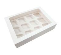Simply Making 25 x 12 Hole Cupcake Boxes with Window and Removable Inserts, 3" Deep - Sturdy Protective Cake Box for Safely Carrying and Transporting Cupcakes and Muffins