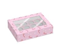 Simply Making Candy Canes Cupcake Box, Christmas Treats, Festive Cupcakes, Holds 6 or Holds 12, (Pack of 2) (Holds 12)