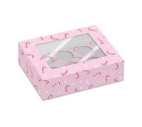 Simply Making Candy Canes Cupcake Box, Christmas Treats, Festive Cupcakes, Holds 6 or Holds 12, (Pack of 2) (Holds 6)