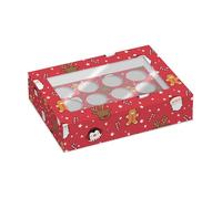 Simply Making Festive Friends Cupcake Box, Christmas Treats, Festive Cupcakes, Holds 6 or Holds 12, or Hamper (Pack of 2) (Holds 12)