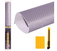 Simply Matt Silver Carbon Fibre Vinyl 3D Car Wrap Film Sticker 50Cm X 30Cm