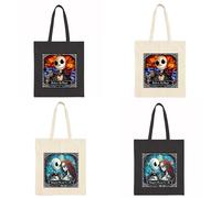Simply Meant to Be And Believe in Magic Tote Bag - Nightmare-Inspired Gothic Romance Design | 100% Cotton | Sarah Mae. Stylish, sustainable, and available in Black or Natural.