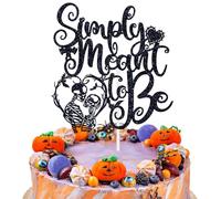 Simply Meant to Be Cake Topper, Halloween Wedding Cake Decor for Newly Couple, Till Death to Us Part, Halloween Bridal Shower Wedding Engagement Bachelorette Party Decorations Supplies