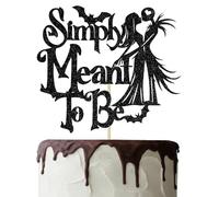 Simply Meant To Be Cake Topper, Halloween Wedding Cake Decorations, Till Death Do Us Part, Halloween Engagement Wedding Anniversary Party Decorations, Black Glitter