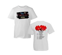 Simply Music Red Band 40th Anniversary Tour 2025 Concert T Shirt Front and Back Print Music Band Fan Merchandise Top (White, M)