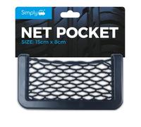 Simply NET01 Quality Storage Black Net Pocket, 15 x 8cm, Holding Phone Wallet Keys and Small Items, Attaching to Inside of Car Door, Tidy and Organized, Easily Fitted & Removed