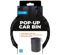 Simply POP01 Pop-up Car Bin Medium Sized Collapsible Foldable Waste Basket hung to a seat using the strap H19cm x W15.5cm Strong bottom Velcro