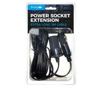 Simply Power Socket Extension - 5m Long 12V cigarette lighter cable 10amp (Packaging may vary), Black