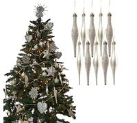 Simply Products 10 Droplet Baubles - Great Christmas Tree Decoration, Matte & Glitter Icicle Baubles (Champagne (Gold) Glitter & Matte)