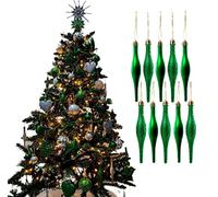 Simply Products 10 Droplet Baubles - Great Christmas Tree Decoration, Matte & Glitter Icicle Baubles (Dark Green Glitter & Matte)