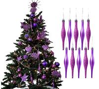 Simply Products 10 Droplet Baubles - Great Christmas Tree Decoration, Matte & Glitter Icicle Baubles (Lilac Glitter & Matte)