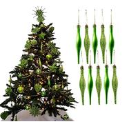 Simply Products 10 Droplet Baubles - Great Christmas Tree Decoration, Matte & Glitter Icicle Baubles (Lime Glitter & Matte)