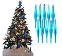 Simply Products 10 Droplet Baubles - Great Christmas Tree Decoration, Matte & Glitter Icicle Baubles (Turquoise Glitter & Matte)