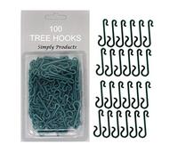 Simply Products 100 Bauble Christmas Tree Hooks - Green Ornament Hooks & Mini Hangers for Tree, Wreath & Vine
