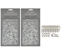 Simply Products 100 Gutter Hooks for Hanging Outdoor Christmas Xmas String Lights/Rope Lights Gutter Clips (Clear)